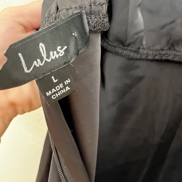 Classic Elegance Black Satin Sleeveless Mock Neck Maxi Dress L - Picture 6 of 9